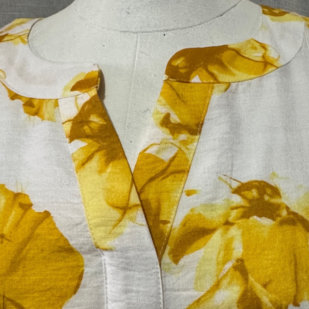 Simply Vera | Vera Wang-Rayon Blend Dress-Popover-Pockets-Ties-Yellow/White-XS - Picture 5 of 16
